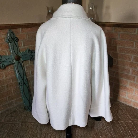 Preston & York Oversized Cream Wool Blend Coat Medium - Picture 3 of 6